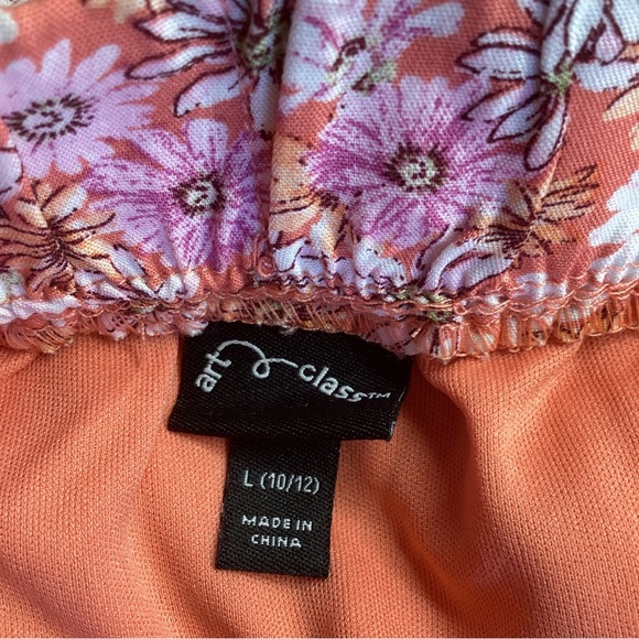 Art Class Floral Pull On Skirt Girls Size Large 10-12 Pink Elastic Waist - Picture 6 of 16